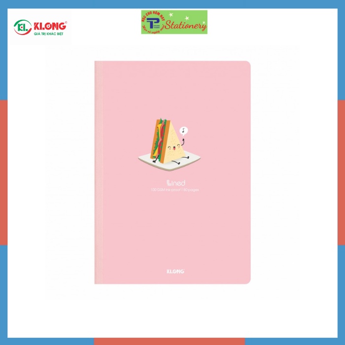 Vở may dán gáy kẻ ngang có chấm Lined 80,120trang, 200 trang B5 100/76; MS: 825,826,827 bìa foodie dễ thương
