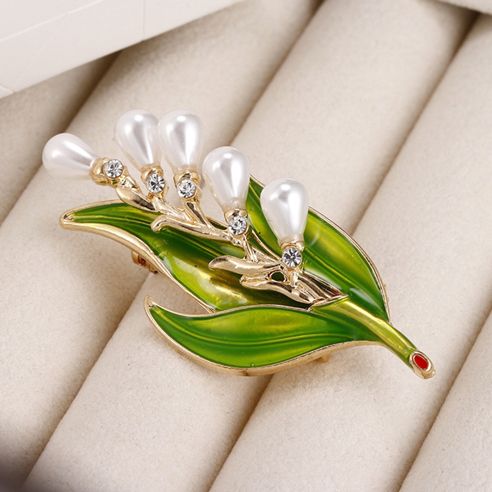 YOML✔Rhinestone Faux Pearl Tree Leaf Brooch Pin Fashion Women Party Jewelry Gift
