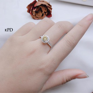 Nhẫn bạc Ý mặt đá tròn MS59