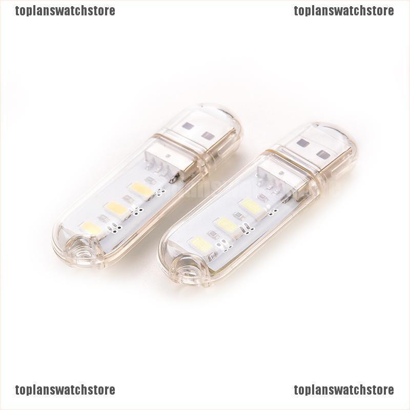 Móc Khóa Đèn LED 3 Bóng Hình Ổ Đĩa U Ánh Sáng Trắng Kết Nối USB Tiện Dụng