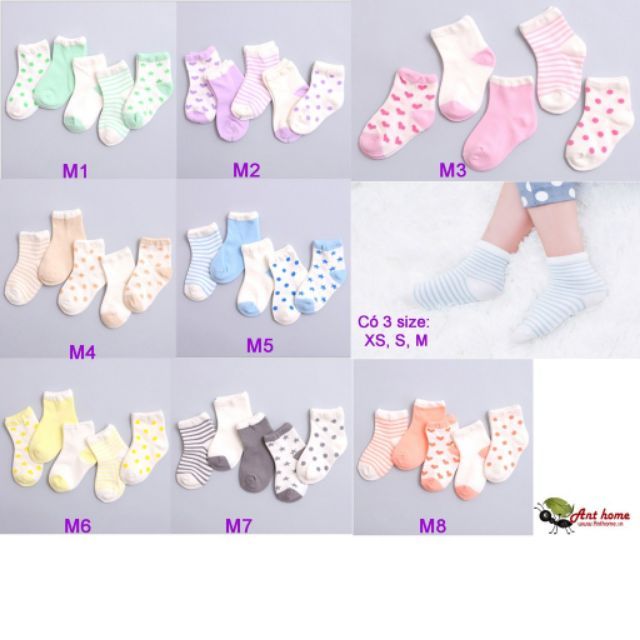 Set 5 đôi vớ chân cho bé