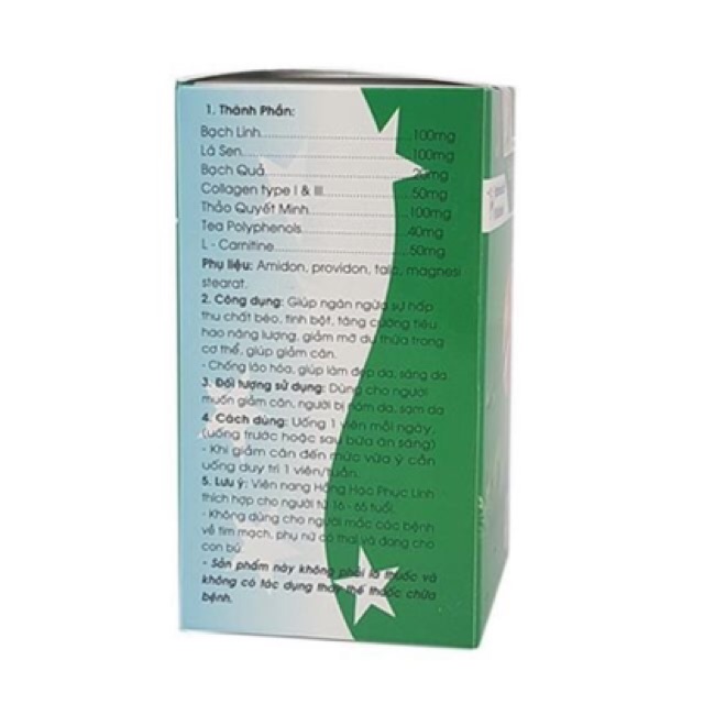 Giảm cân HỒNG HẠC PHỤC LINH viên uống giảm cân thảo dược hiệu quả an toàn lọ 40 viên