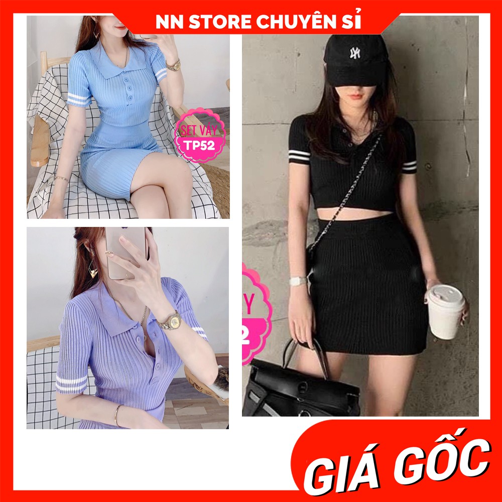 Set váy nữ ôm body chất len dày mềm co giãn tốt Set váy body nữ TP52