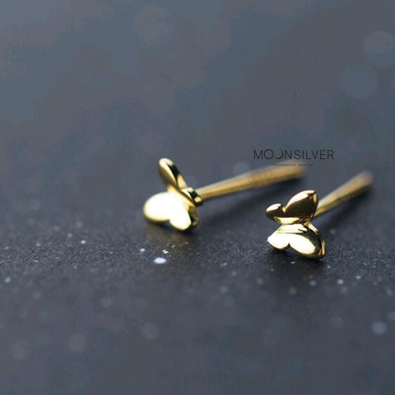 Khuyên tai bạc 925 bông tai bạc nữ nụ hình cánh bướm butterfly đẹp moonsilver