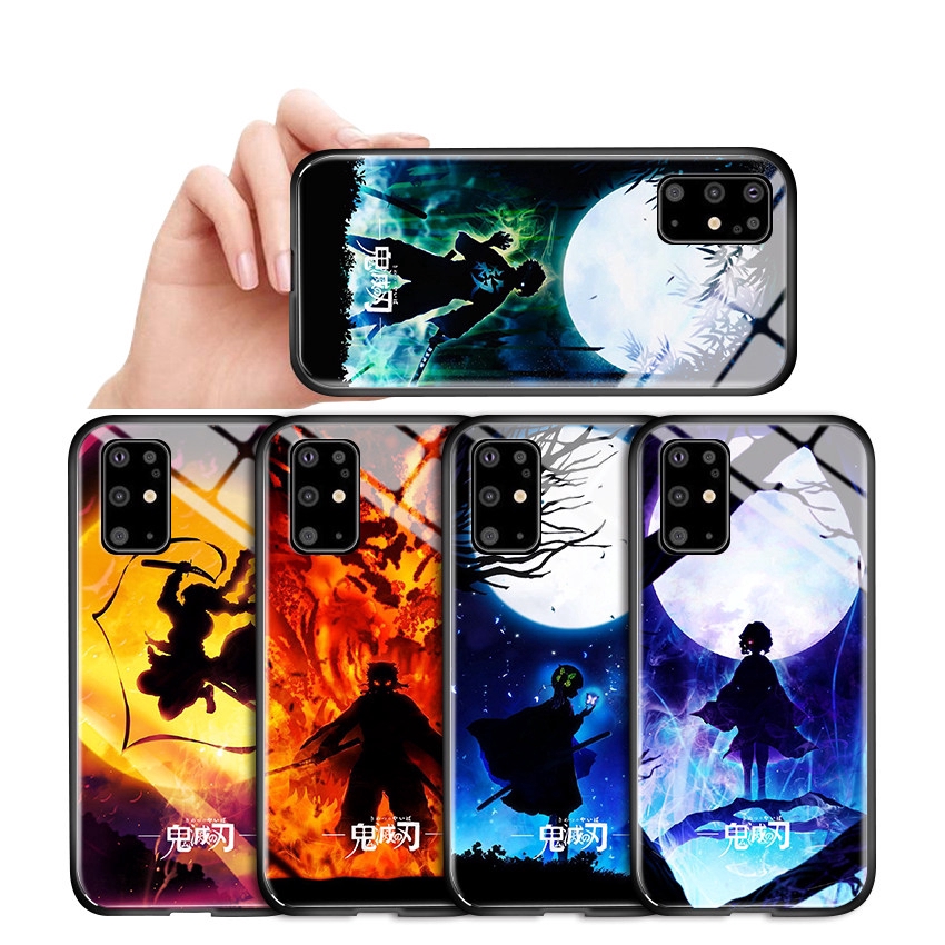 Ốp điện thoại kính cường lực cứng chống sốc in hình anime Demon Slayer cho Samsung Galaxy S6 Edge S7 Edge S8 S8+ Plus