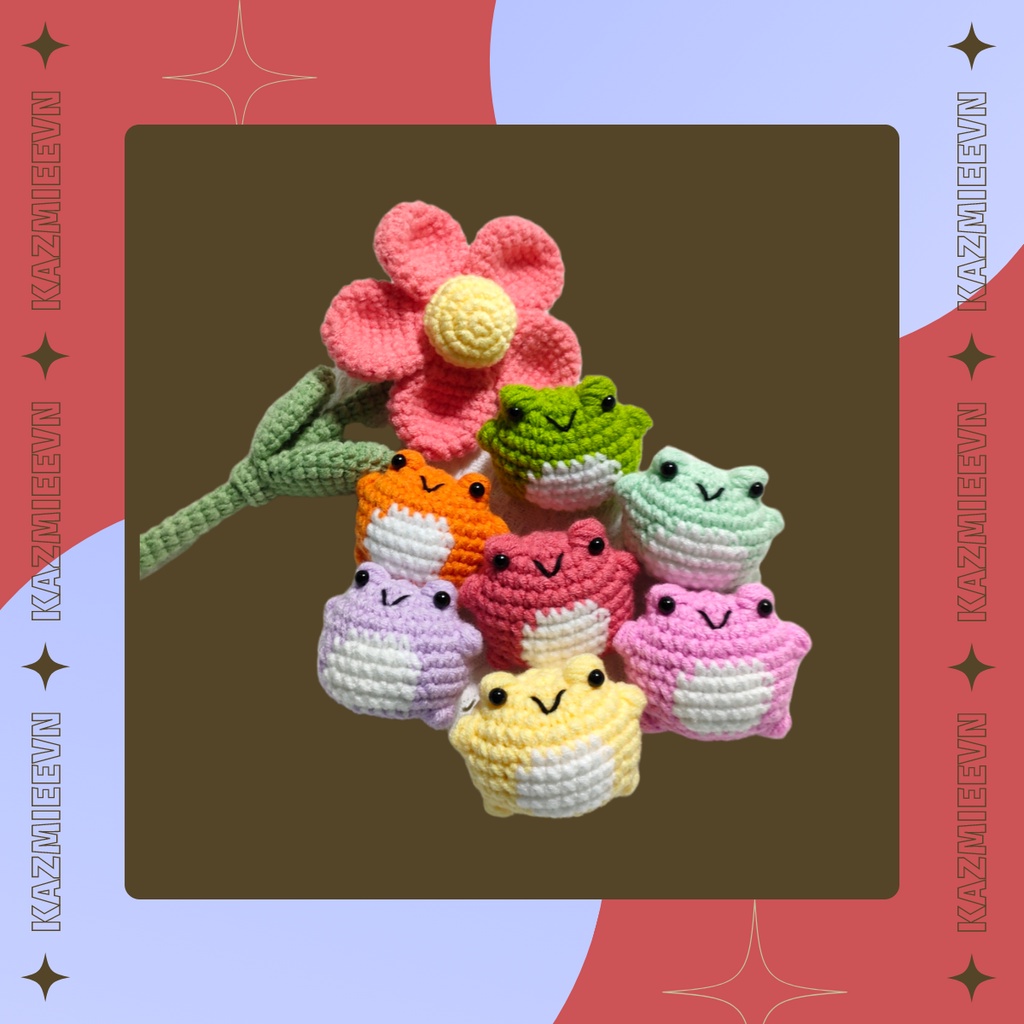 Móc khóa len bé ếch cute ú nu