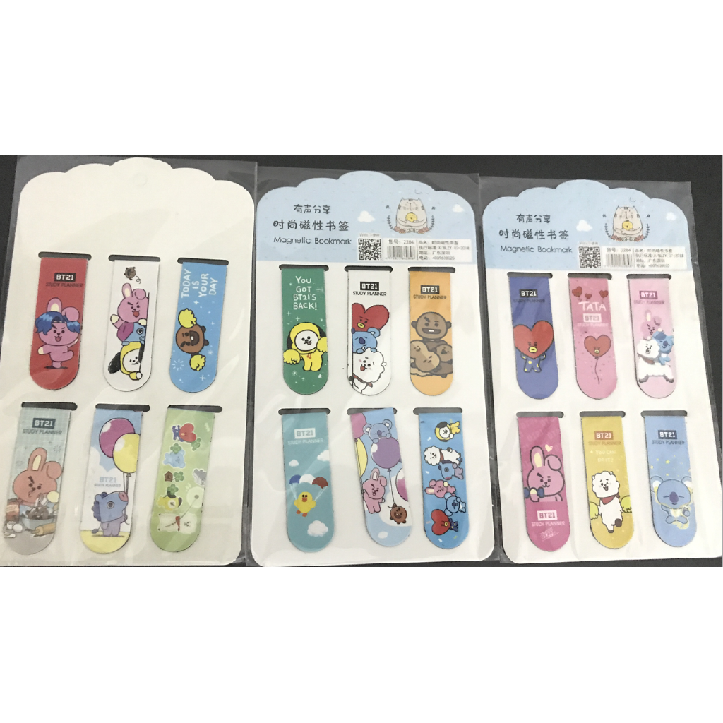 6 mảnh Dụng cụ đánh dấu sách hình MJJ KPOP BTS / BT21