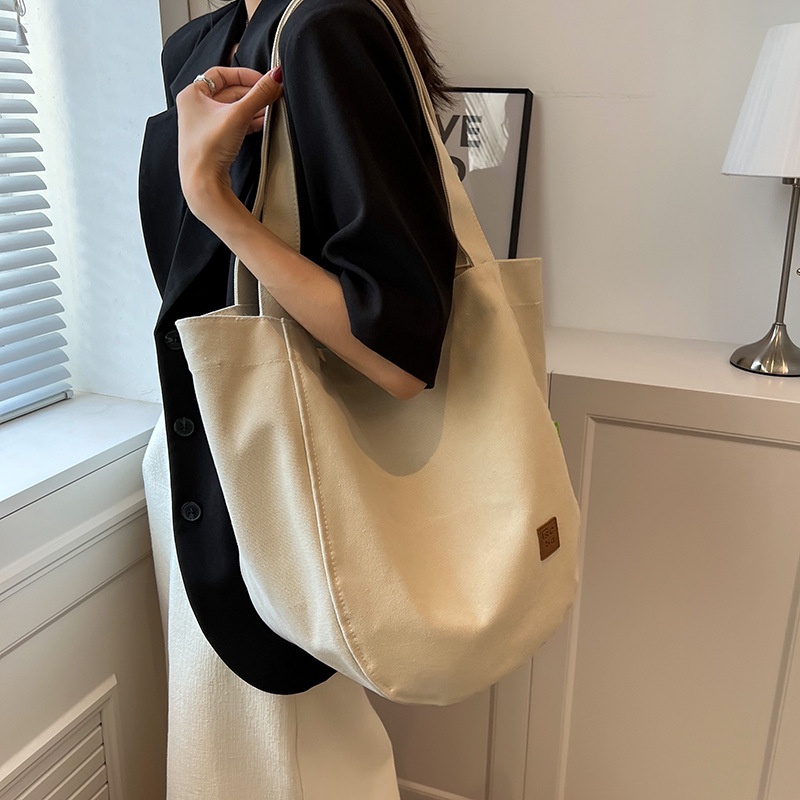 Túi Tote Vải Canvas Đeo Vai Sức Chứa Lớn Thời Trang Cho Nữ