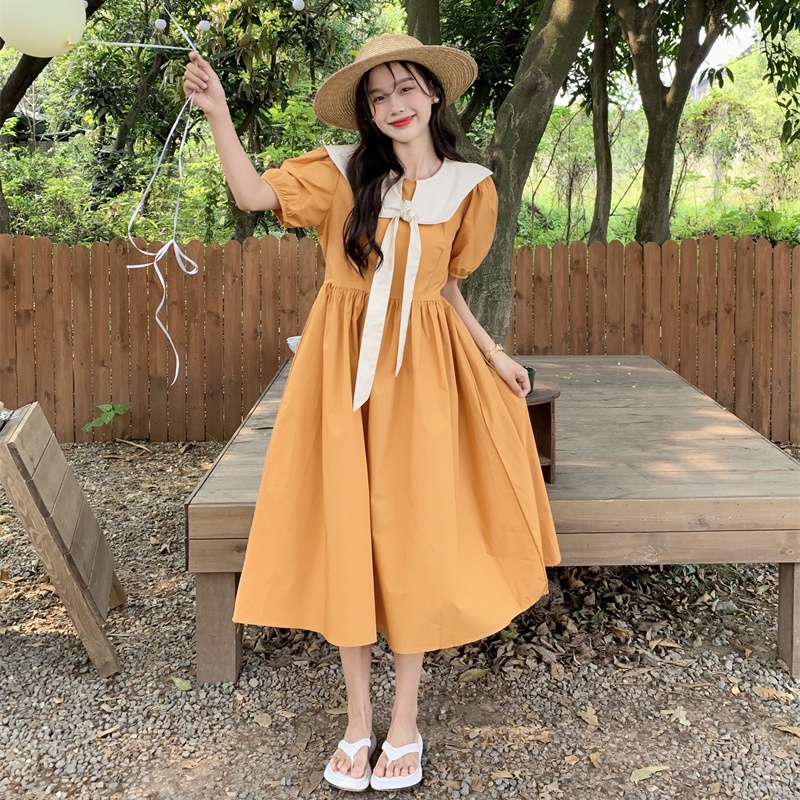 Váy babydoll Đầm Dáng Rộng Tay Phồng Thời Trang Mùa Hè Phong Cách Hàn Quốc Mới Cho Nữ
