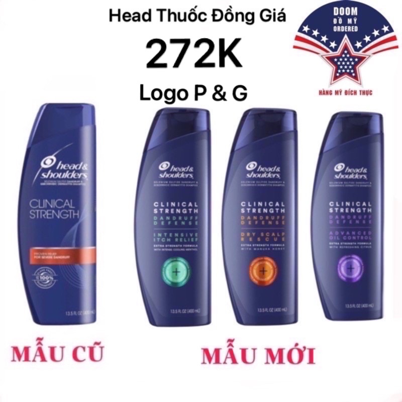 [ĐỦ MÀU] HEAD MỸ GIẢM GÀU, NẤM, DẦU GỘI HEAD &amp; SHOULDERS MỸ CLINICAL STRENGTH 400ML