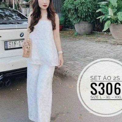 Set big size áo dây và quần suông có lưng thun phía sau từ 60kg-90kg