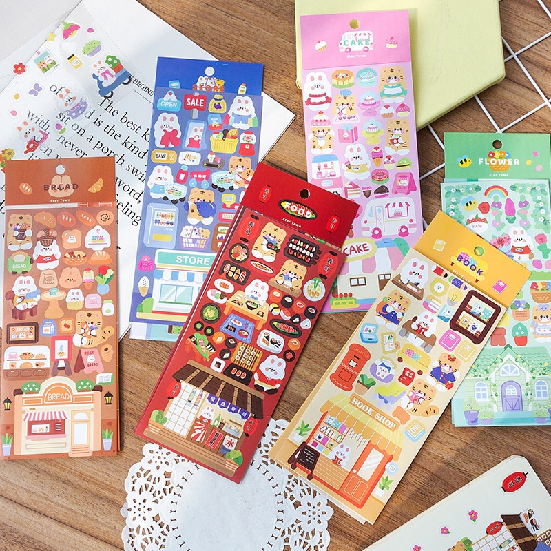 Peach 1Pcs Starlight shop stickers cute cartoon Journal Scrapbook Decor Sticker