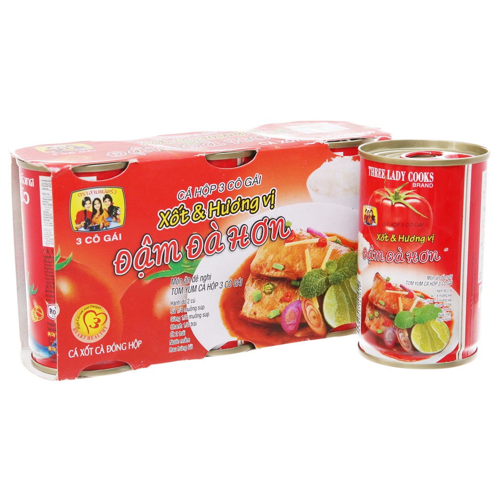 Lốc 3 hộp Cá nục sốt cà nắp giật 3 Cô Gái 155g