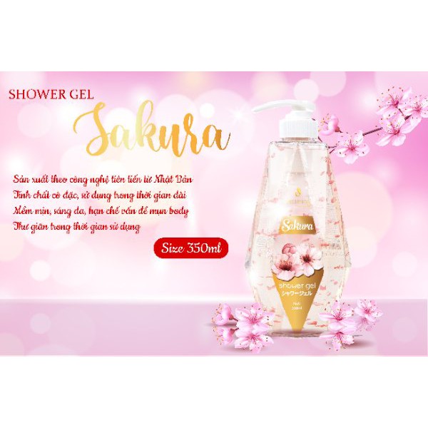 Sữa tắm hoa anh đào Sakura thơm mềm mịn quyến rũ 350ml