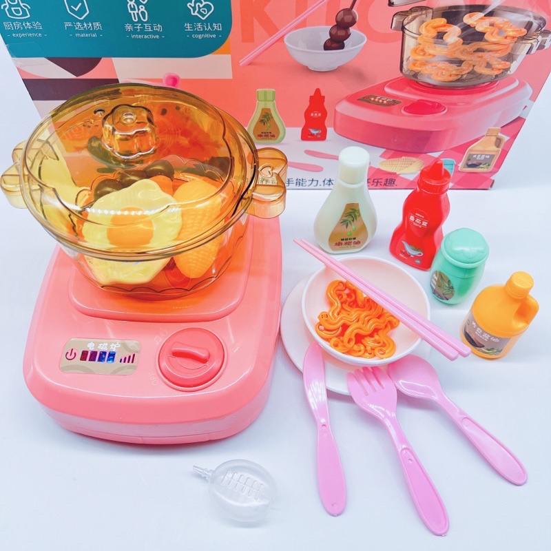 Đồ chơi đồ hàng nồi lẩu hiệu ứng khói, có âm thanh