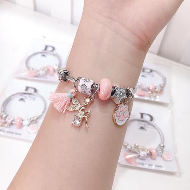 Vòng lắc tay Charm mã 02 siêu xinh _Giá Rẻ - Vòng đeo tay xâu hạt đính đá họa tiết chân mèo, ngôi sao, và con ong