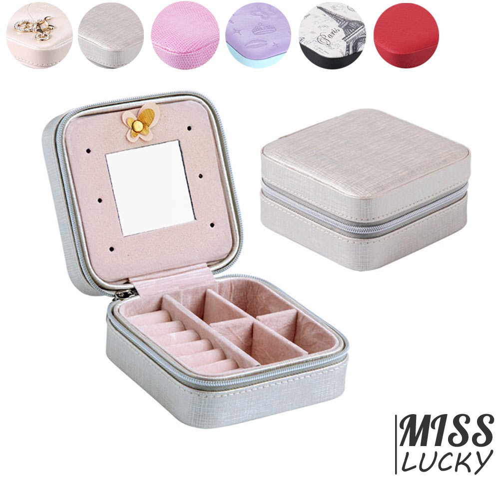 Hộp đựng đồ trang sức 10*10*5cm bằng PU nhỏ gọn tiện dụng