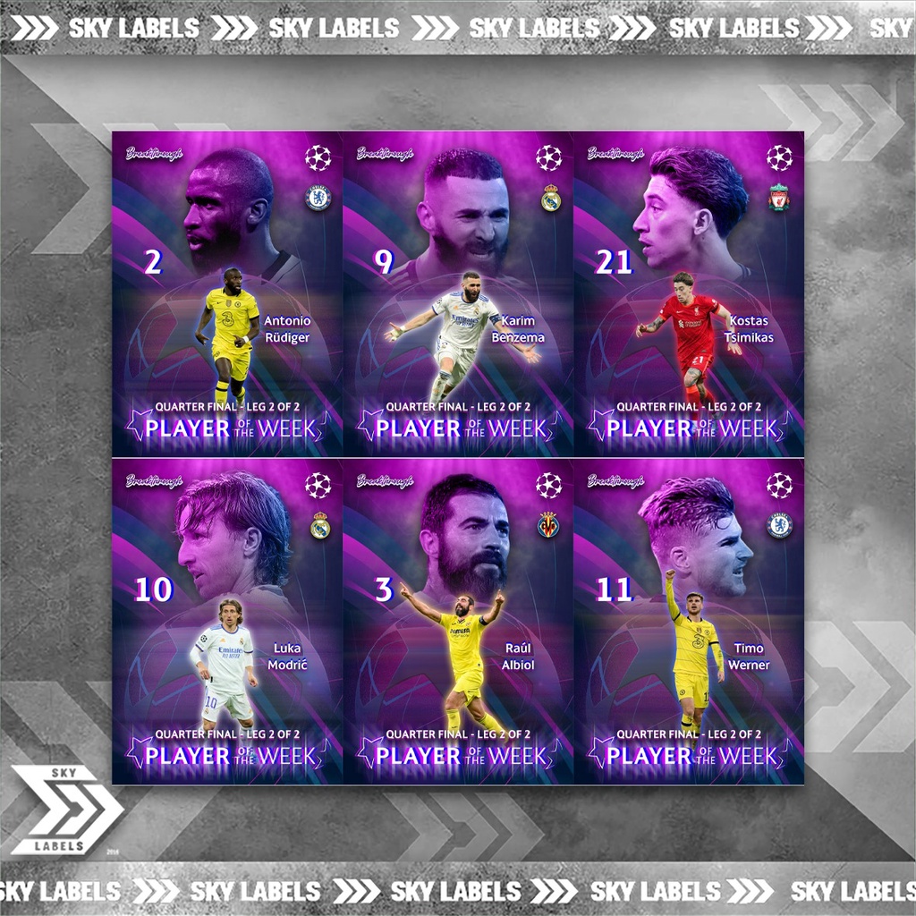 Thẻ Cầu Thủ Bóng Đá SKY Card POTW QUARTER 2 | Luka Modric Karim Benzema Antonio Rudiger Tsimikas Raul Albiol Timo Werner