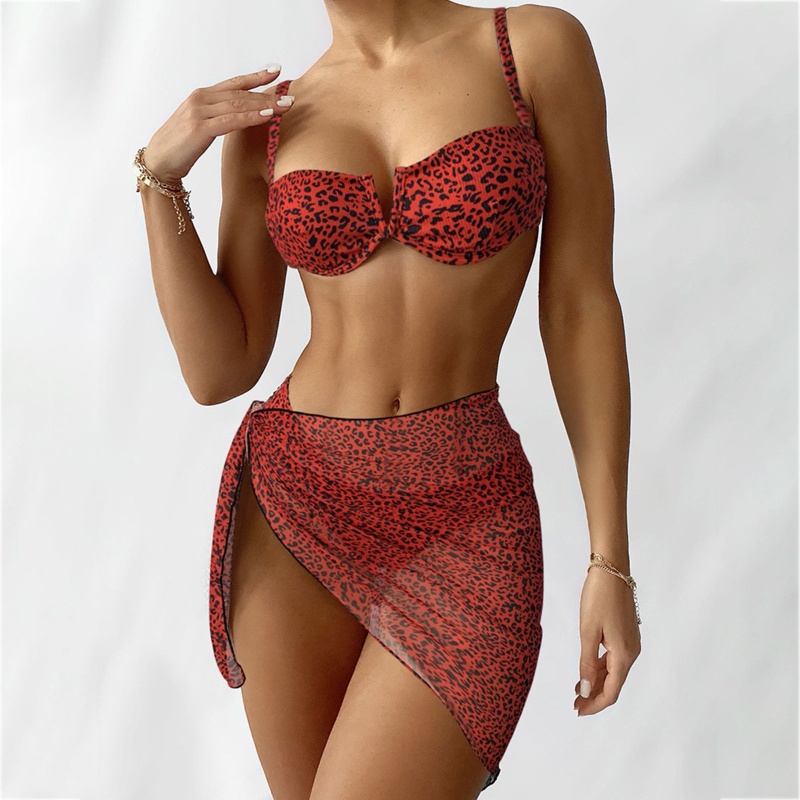 Bộ Bikini 3 Mảnh Thắt Nút In Họa Tiết Thời Trang Quyến Rũ Cho Nữ
