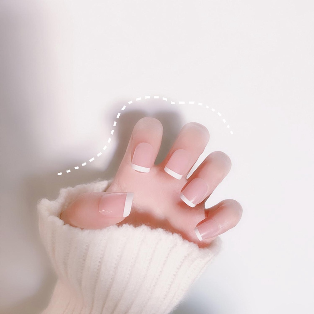 MIHAN1 Hộp 24 Móng Tay Giả Che Phủ Toàn Diện Kiểu Pháp