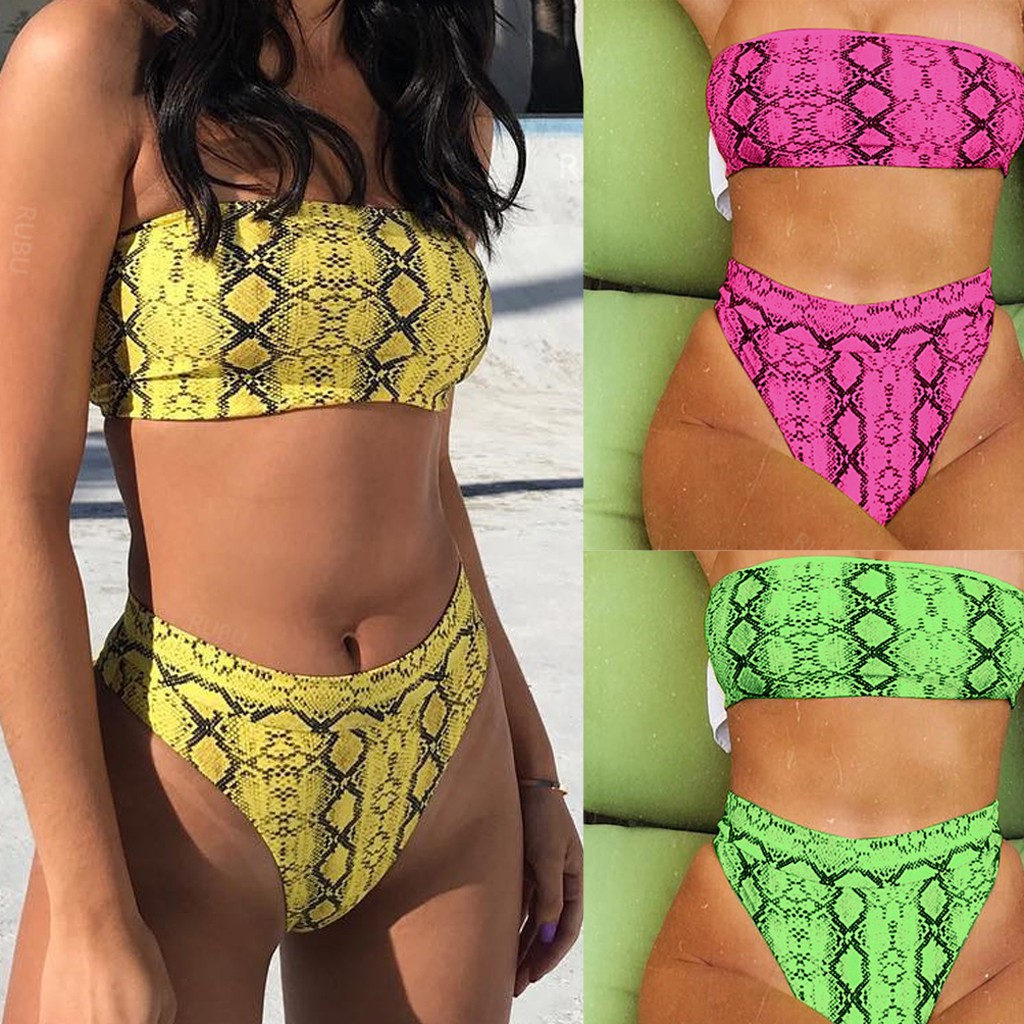 Đồ Bơi Trễ Vai Hoạ Tiết Da Rắn Cho Phái Nữ