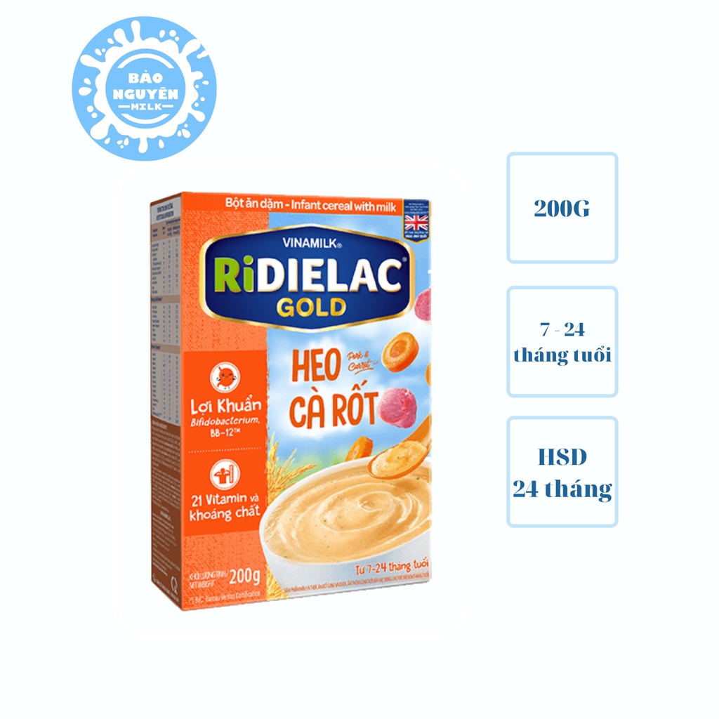 Bột Ăn Dặm RiDielac Gold Heo Cà Rốt - Hộp Giấy 200g