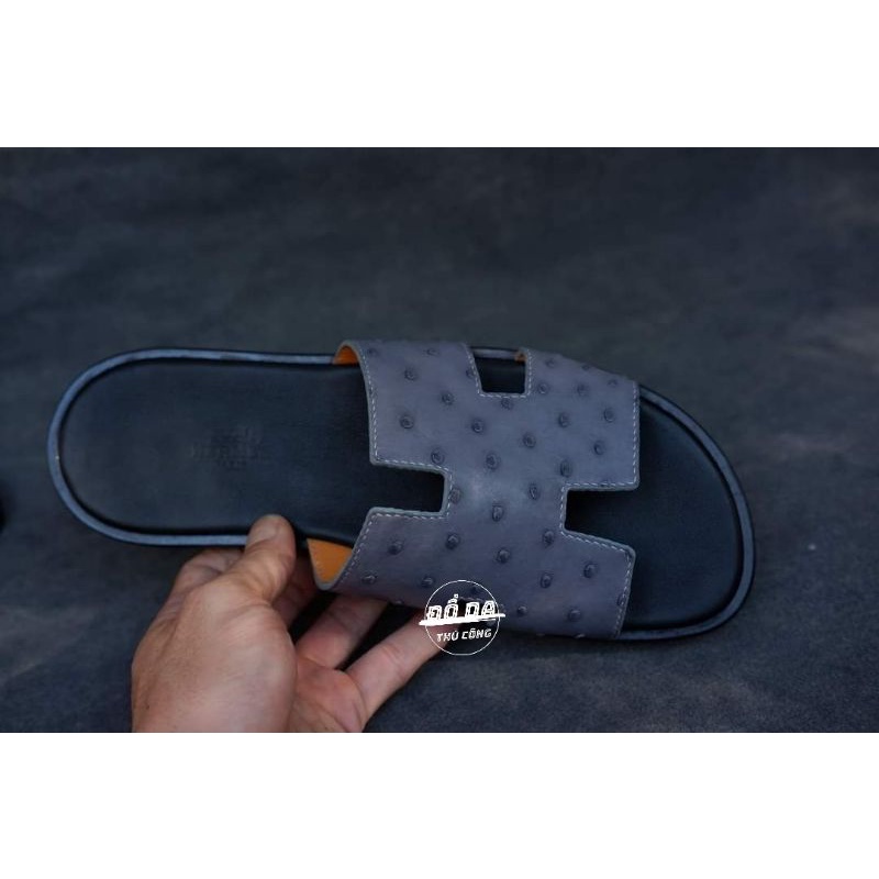 Dép hermes nam da đà điểu