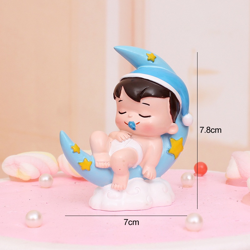 [SIÊU RẺ❤️] – Em bé mặt trăng (1 Cặp) - Trang trí bánh sinh nhật bánh kem