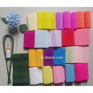 combo nguyên liệu làm 20 hoa hồng giấy nhún Ý cao cấp bền đẹp