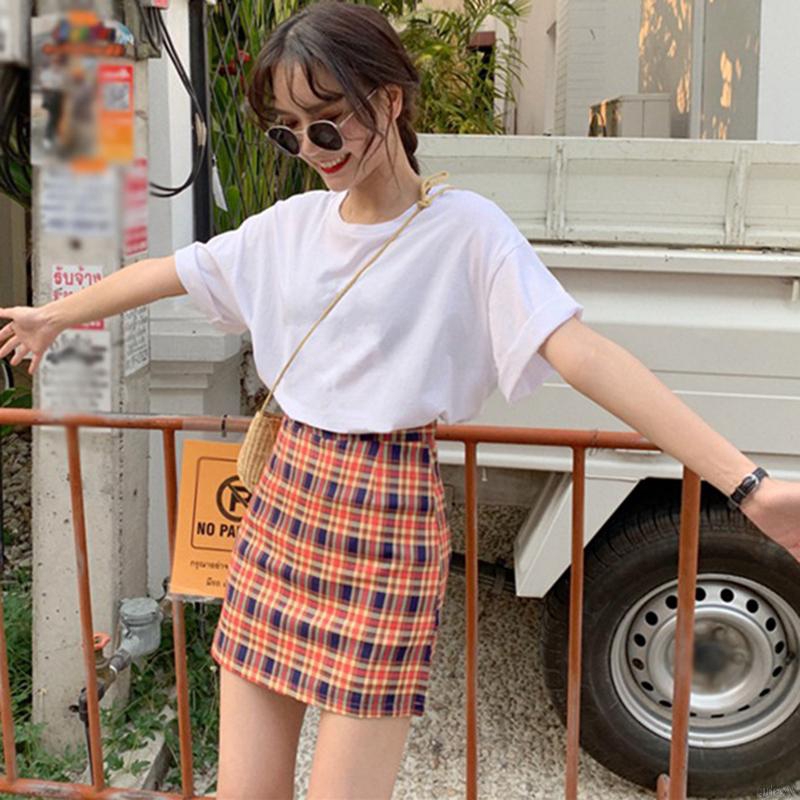 Chân Váy Chữ A Lưng Cao Họa Tiết Caro Phong Cách Hàn Quốc | BigBuy360 - bigbuy360.vn