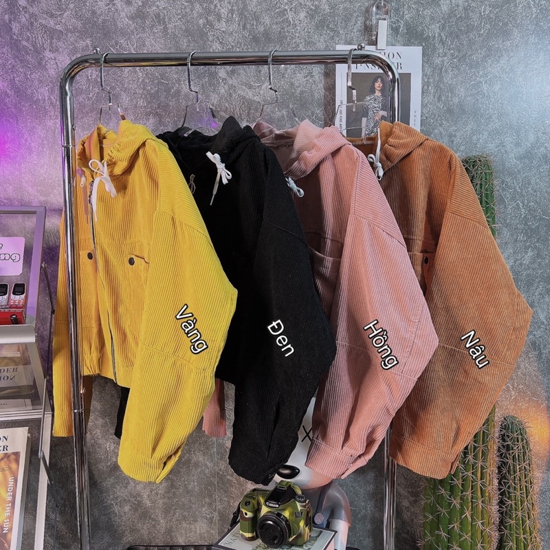 Áo Khoác Nữ Lửng Có Nón Bo Eo_Chất Nhung Tăm Dày Dặn Nhiều Màu Hot_Freesize 40-62kg_AK67