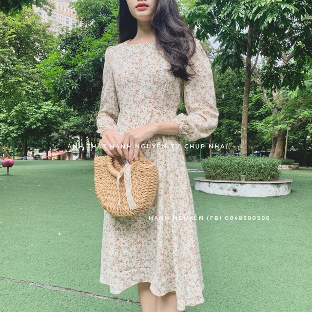 [Video/Ảnh Thật] Váy Hoa Nhí Dài Tay Vintage - Váy Thu Đông - Xưởng May Hạnh Hồng | BigBuy360 - bigbuy360.vn