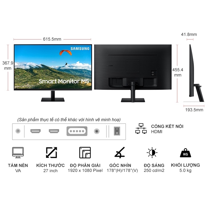 Màn Hình Samsung Thông Minh LS27AM500NEXXV 27 inch VA FULL HD 60Hz  chính hãng