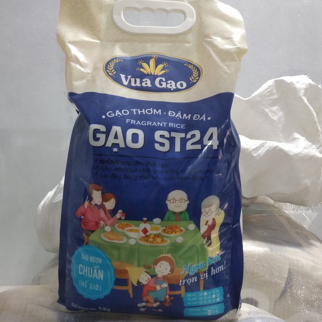 GẠO ST24 túi 5kg - Chính hãng Vua Gạo - Gạo thơm, hạt dẻo (Top 3 gạo ngon nhất thế giới 2017)