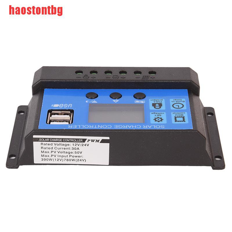 [haostontbg]12V/24V Solar Panel Battery Regulator Charge Controller 30A PWM LCD