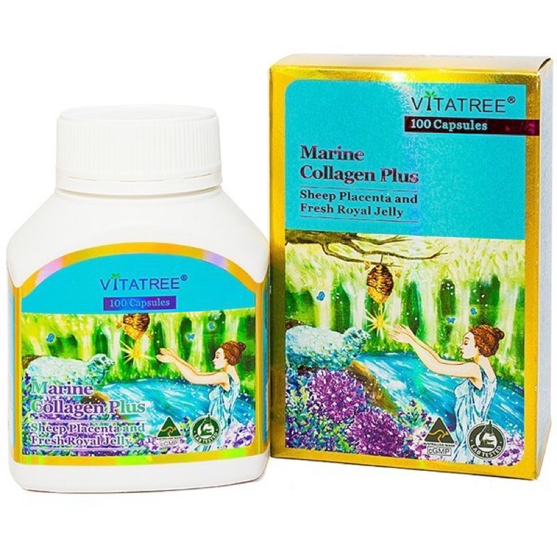 Viên Uống Trắng Da Vitatree Marine Collagen Plus 3 trong 1(100v/Ngày uống 1v )