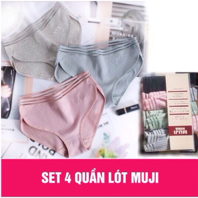 SET 4 QUẦN LÓT Mujj NGĂN TĂM XUẤT NHẬT CHO CHỊ EM-SIÊU XINH HÀNG CHẤT LƯỢNG CAO