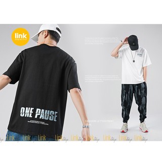 Áo Thun tay lỡ phản quang ONE PAUSE chất ( Đen, Trắng )