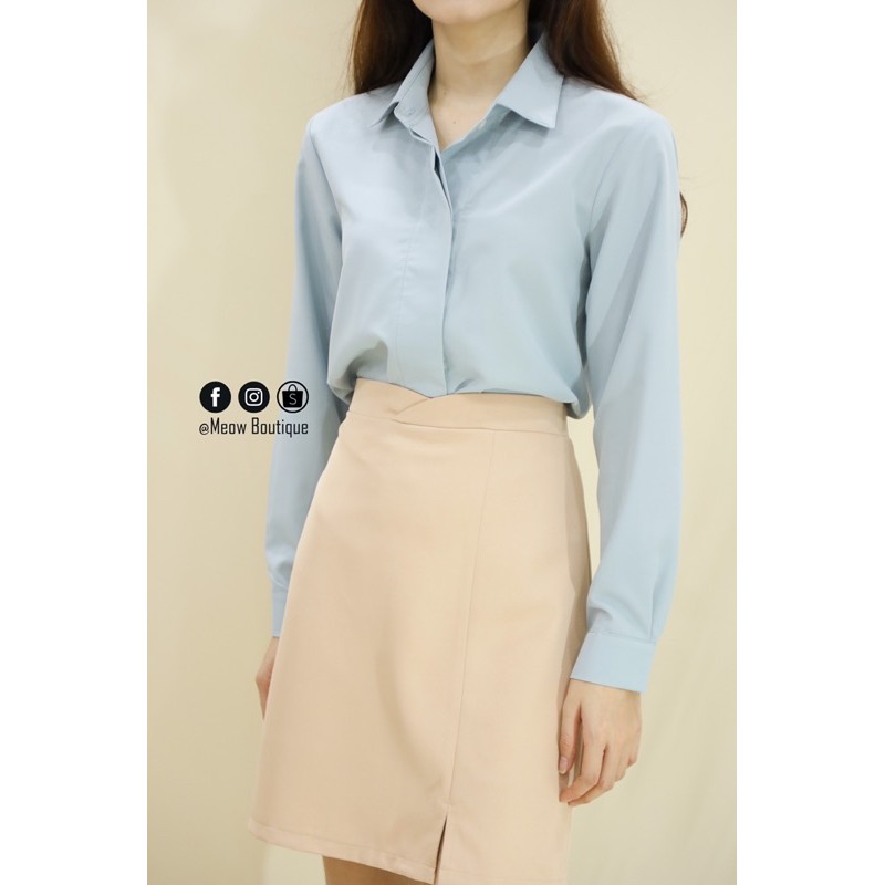 [Ảnh thật tự chụp] Sơ Mi Giấu Nút công sở Meow Boutique | BigBuy360 - bigbuy360.vn