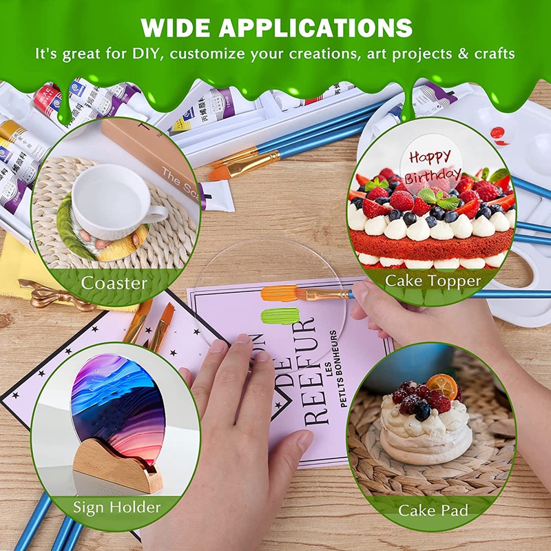 Set 18 Đĩa Tròn 4 Inch Bằng Acrylic Trong Suốt Dùng Làm Đồ Thủ Công DIY