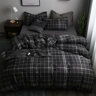 Bộ chăn ga gối Cotton Poly kẻ đen nhập khẩu