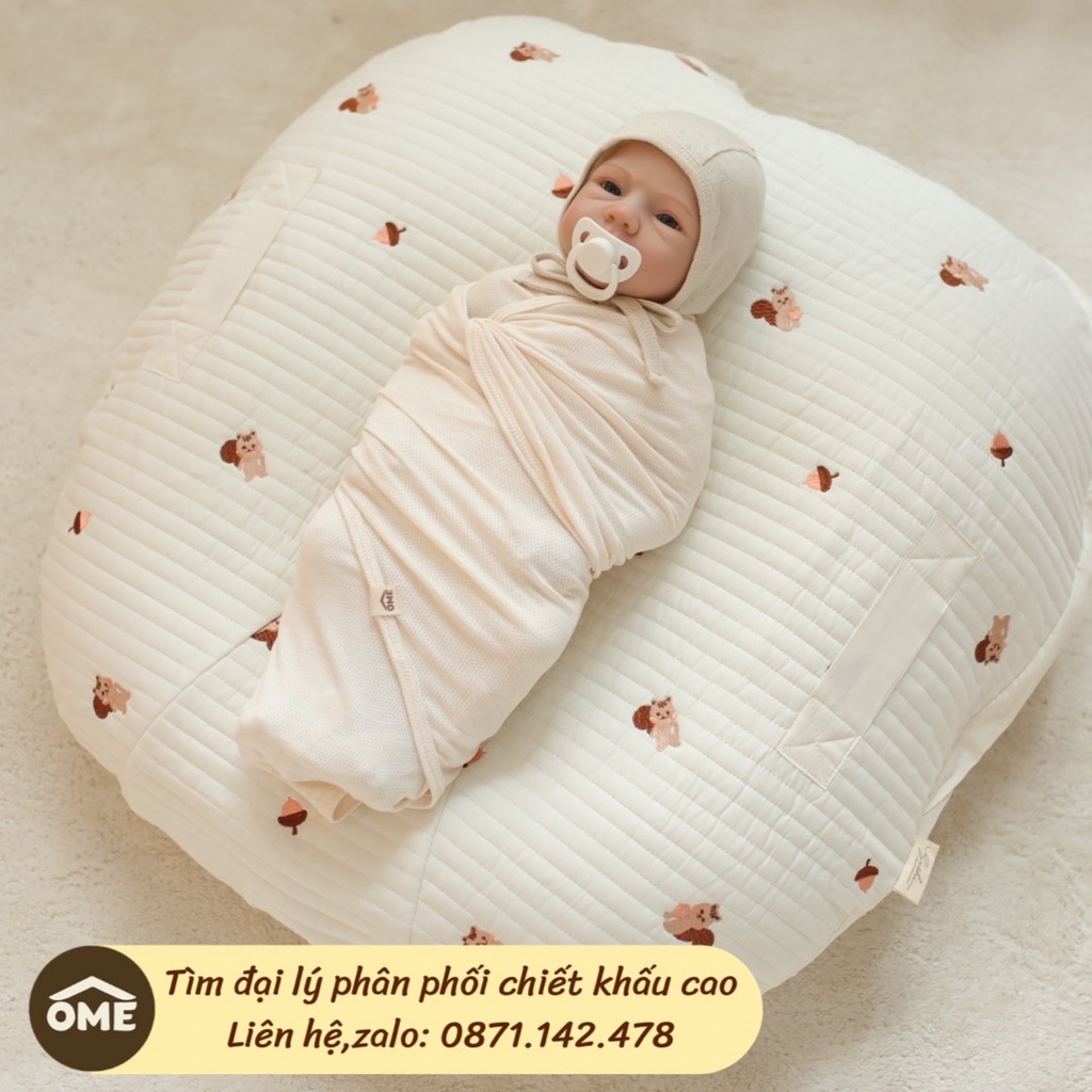 Gối chống trào nhỏ vải cotton Hàn chần bông kt 75x75cm chính hãng OME x Sishi