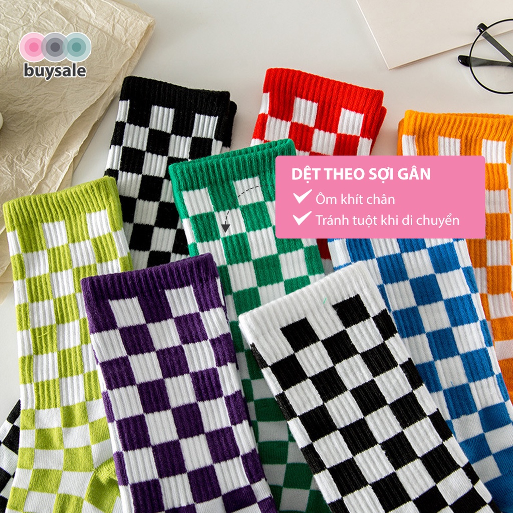 Vớ len thu đông họa tiết phong cách retro caro hình thoi phong cách cổ điển đơn giản tông màu ấm áp - BuySales - BSPK244