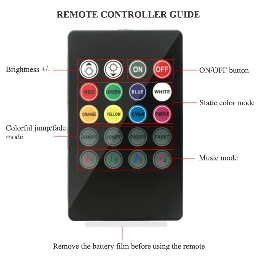 Dải Đèn LED Nhiều Màu 4x9 4x12 4x18 Trang Trí Nội Thất Xe Hơi Kèm Điều Khiển Từ Xa