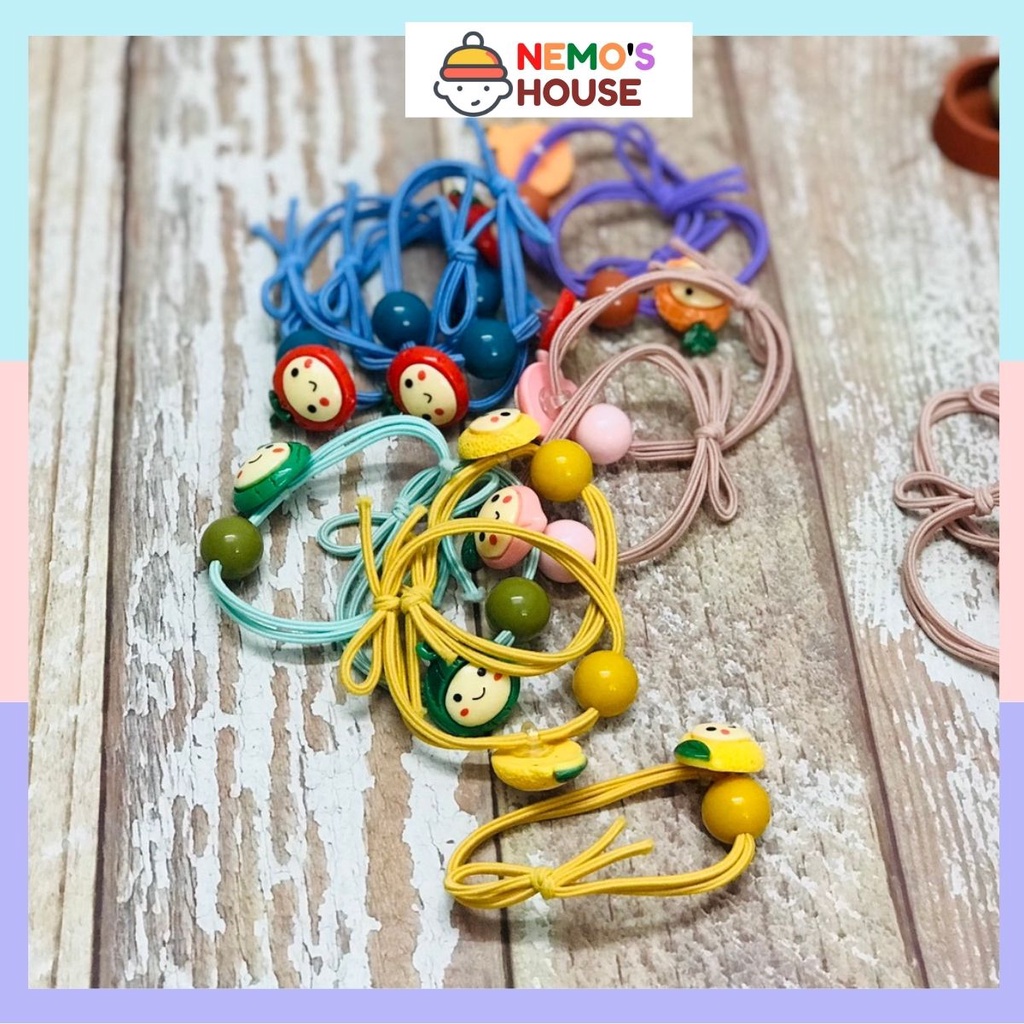 Cột tóc dây chun, dây cột tóc họa tiết  hình trái cây nhiều màu sắc đáng yêu