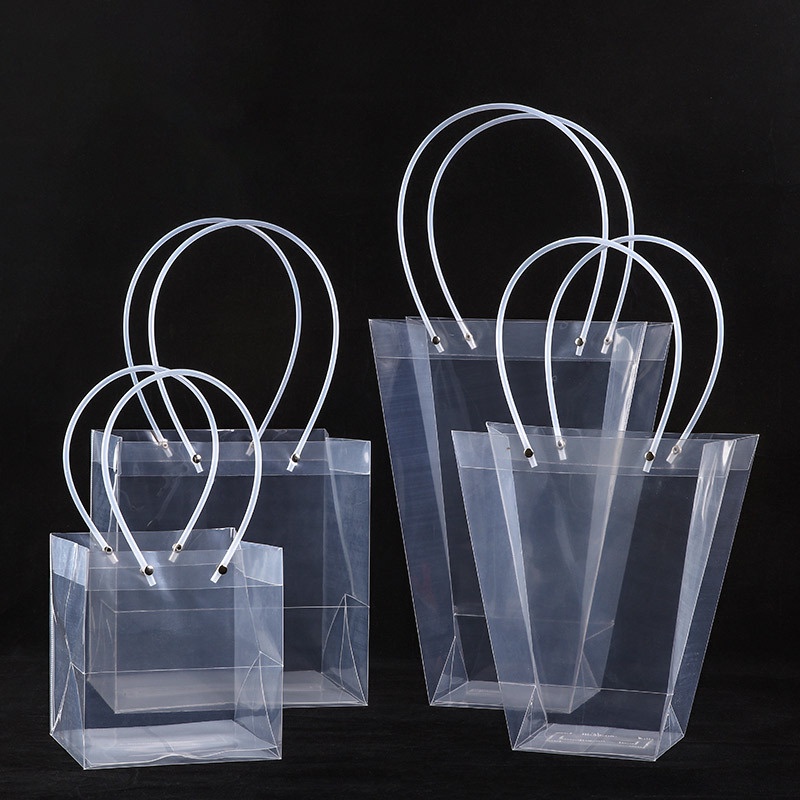 Túi Mika, Túi Nhựa PVC Quai Quai Trong Hình Vuông, Trụ Sang Chảnh, Chịu Lực Tốt, Độ Bền Cao