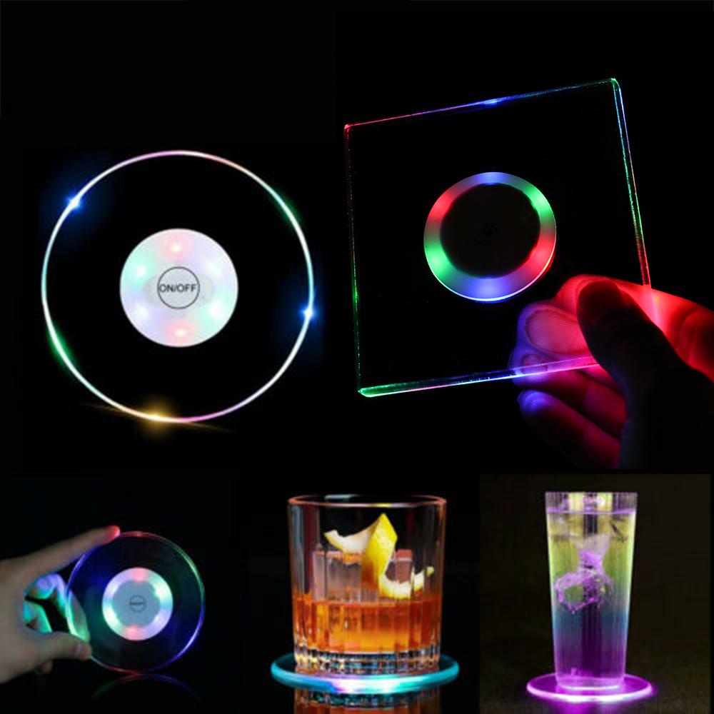 Đế Lót Ly Siêu Mỏng Hình Tròn / Vuông Có Đèn LED Độc Đáo