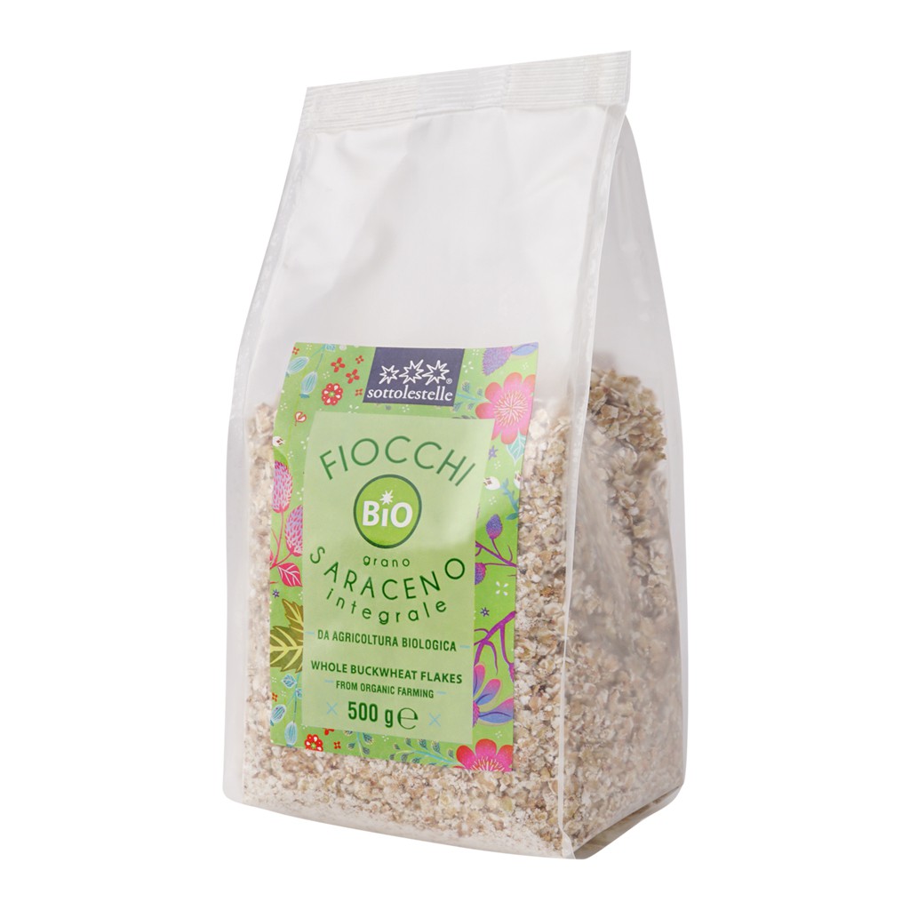 Kiều mạch hữu cơ cán dẹp Sotto 500g Organic Whole Buckwheat Flakes