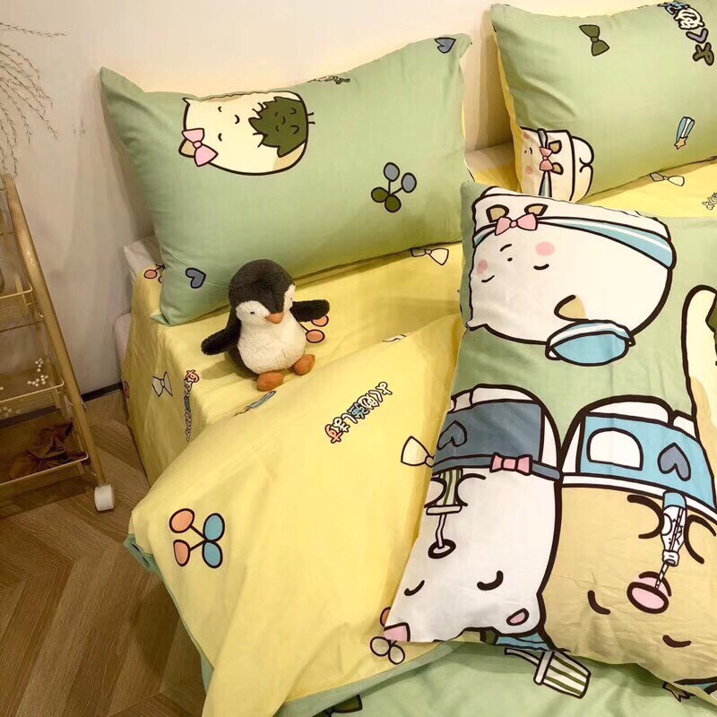 Bộ Chăn Ga Cotton POLY MÈO NHẬT BẢN💖chăn, ga, cotton, ga nệm, chăn ga, cotton poly, chăn nệm, chăn ga gối, bedding🏵️