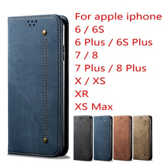 Bao da điện thoại dạng jean kiểu ví gập đựng thẻ cho iPhone XS max X R iP 6S+ 8 Plus XS 6P iP7+ Plus XS SE 3 2020